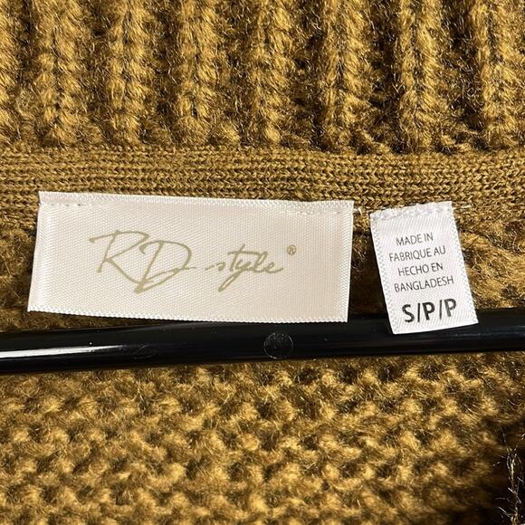 RD Style V Neck Sweater Light Brown Long Sleeve Pullover Acrylic Small NWOT - Picture 6 of 8